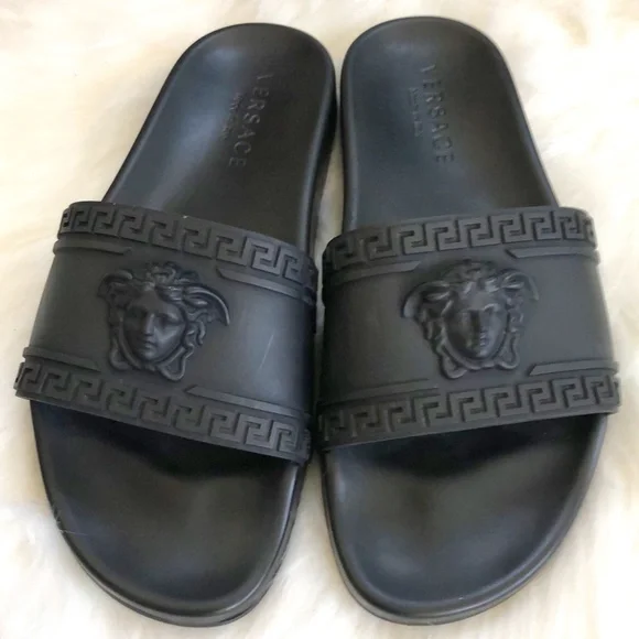 Versace | Shoes | Versace Mens Black Slides 9 2 | Poshmark